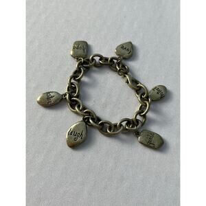 VTG Inspirational Silver Tone Charm Bracelet Love Laugh Hope